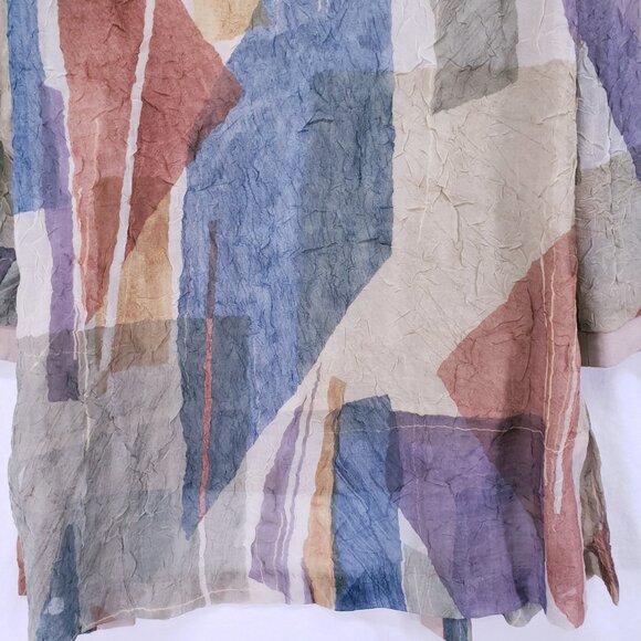 Vintage R&M Richards by Karen Kwong Colorful Earth Tones Modest Sheer Top 10 - Picture 15 of 15